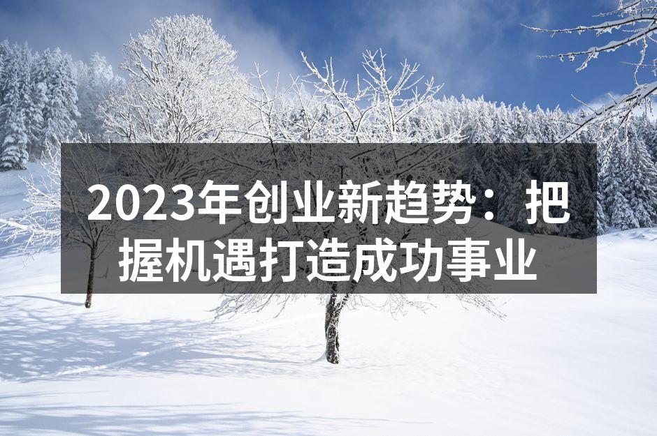 2023年创业新趋势：把握机遇打造成功事业