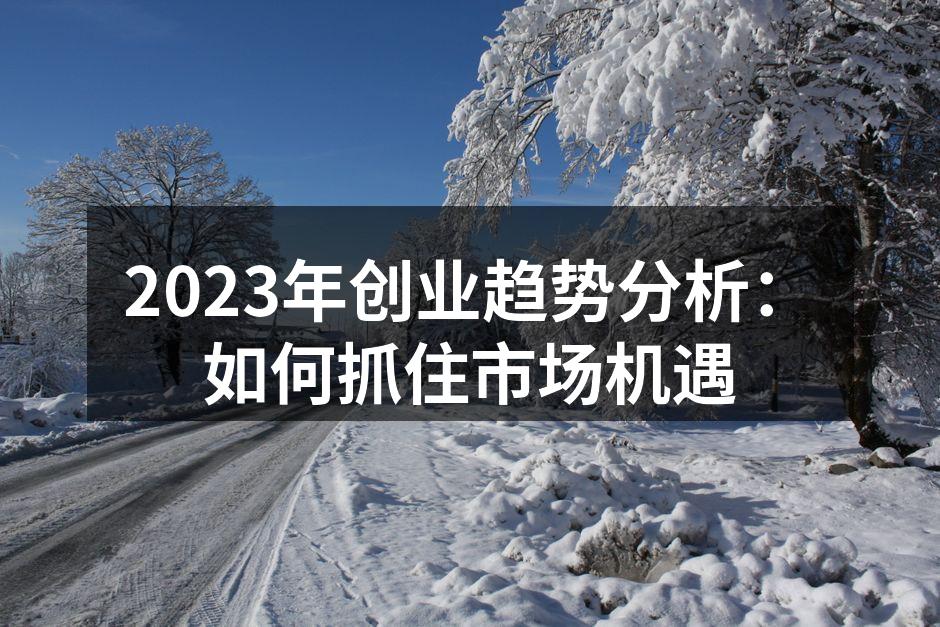 2023年创业趋势分析：如何抓住市场机遇